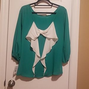 Green Blouse with Bow in Back